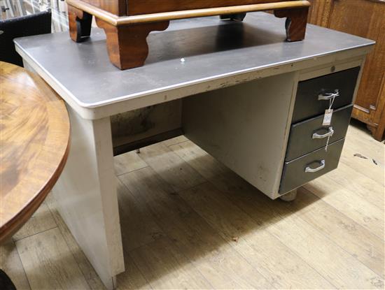 An ODA single pedestal metal desk W.126cm